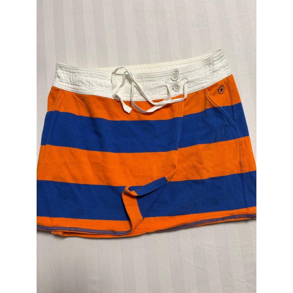 Converse Orange Blue Striped Mini Skirt Size Small - Picture 2 of 3